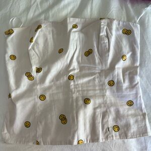 Reformation White Crop Top with Yellow Smiley Faces